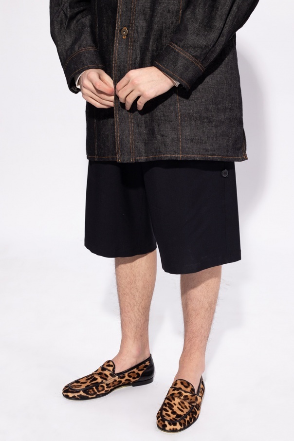 Loewe Wool Shorts In Black