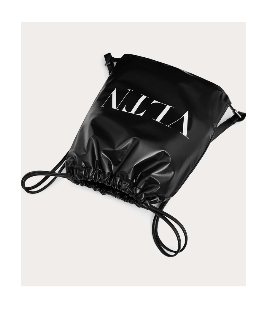 Valentino Black Vltn Patent Leather Backpack In Black