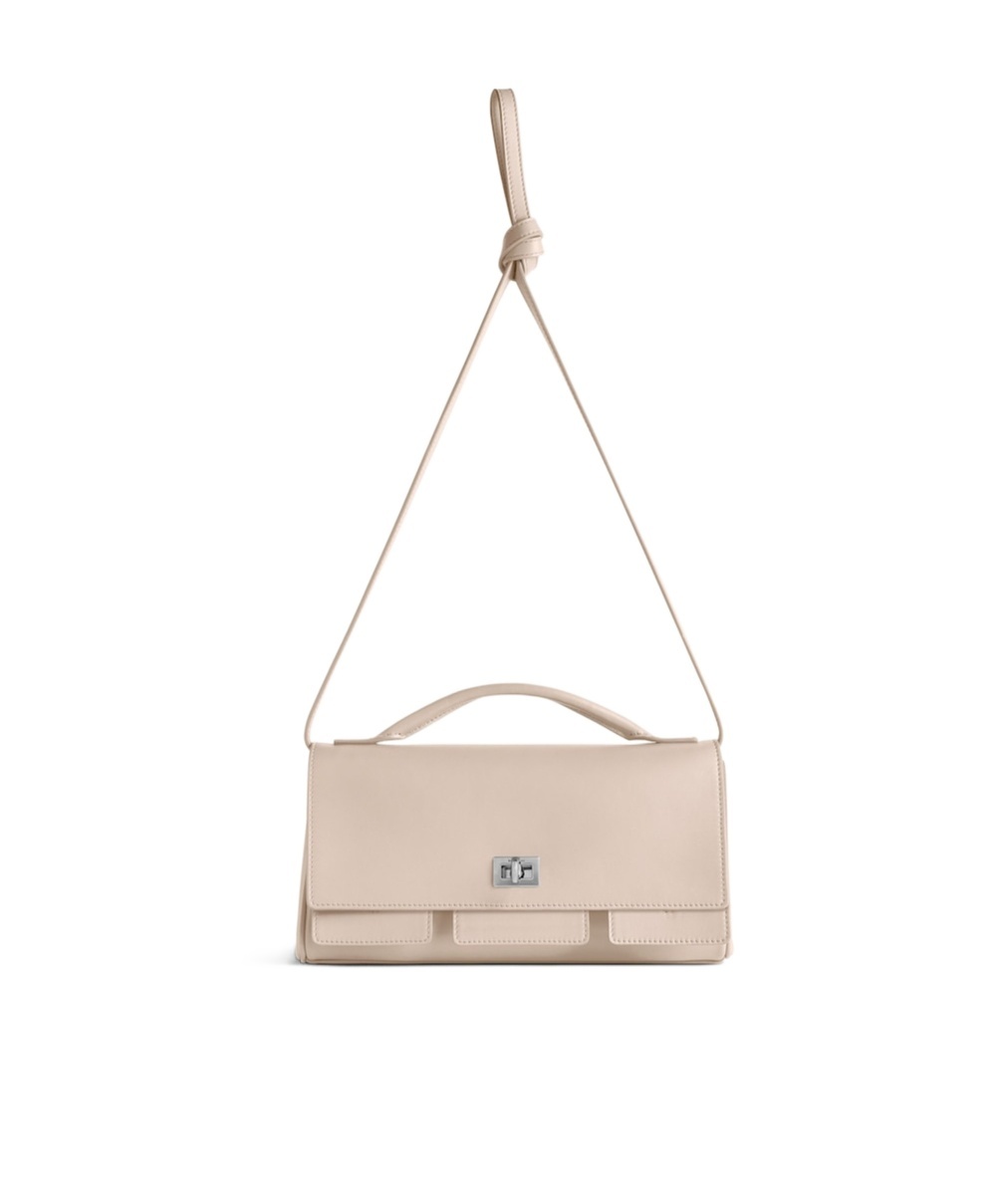 Balenciaga Women's Bel Air Small Clutch On Strap In Almond In Almond-colored