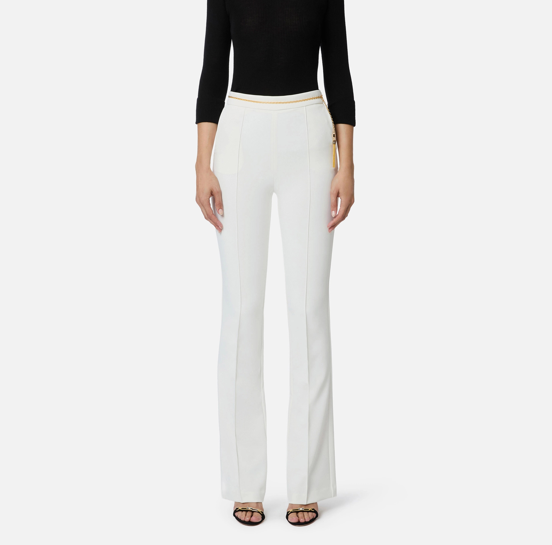 Elisabetta Franchi Chain Detailed Trousers In White