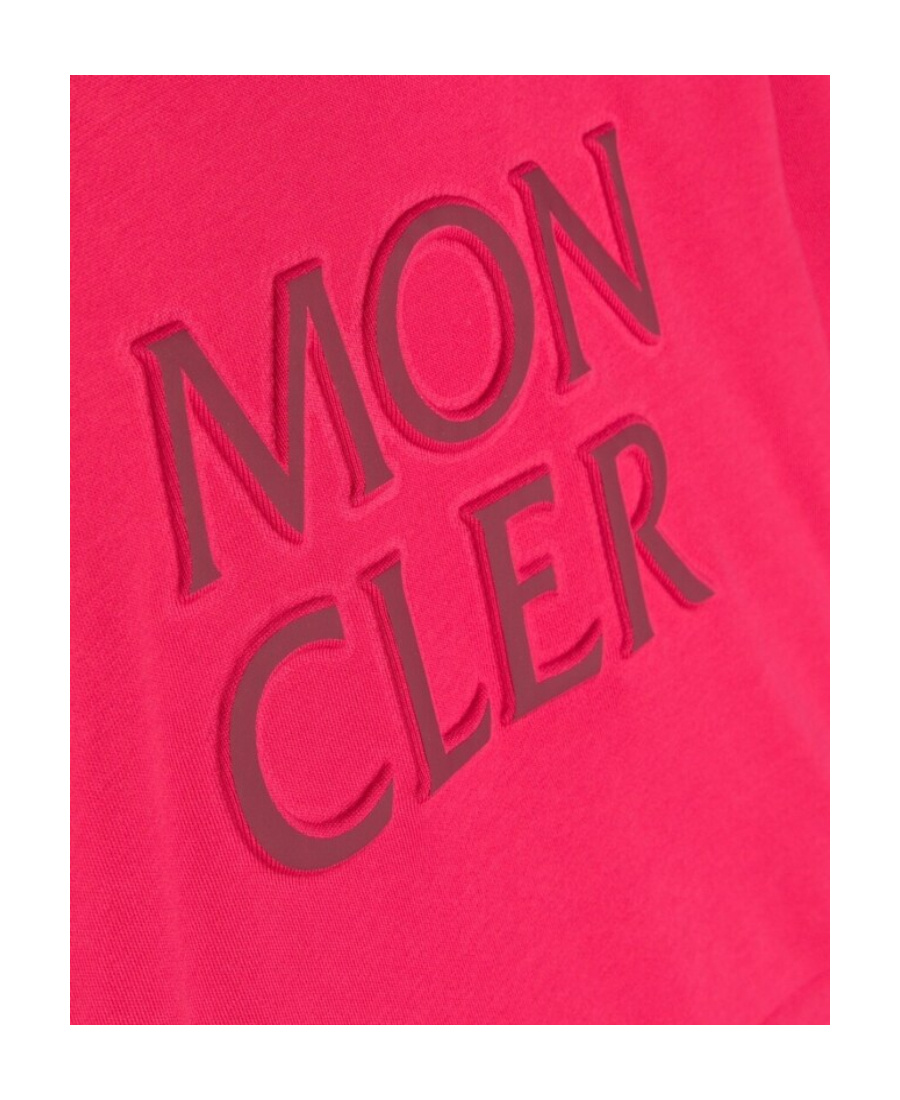 Moncler Logo-embossed Cotton Hoodie In Red