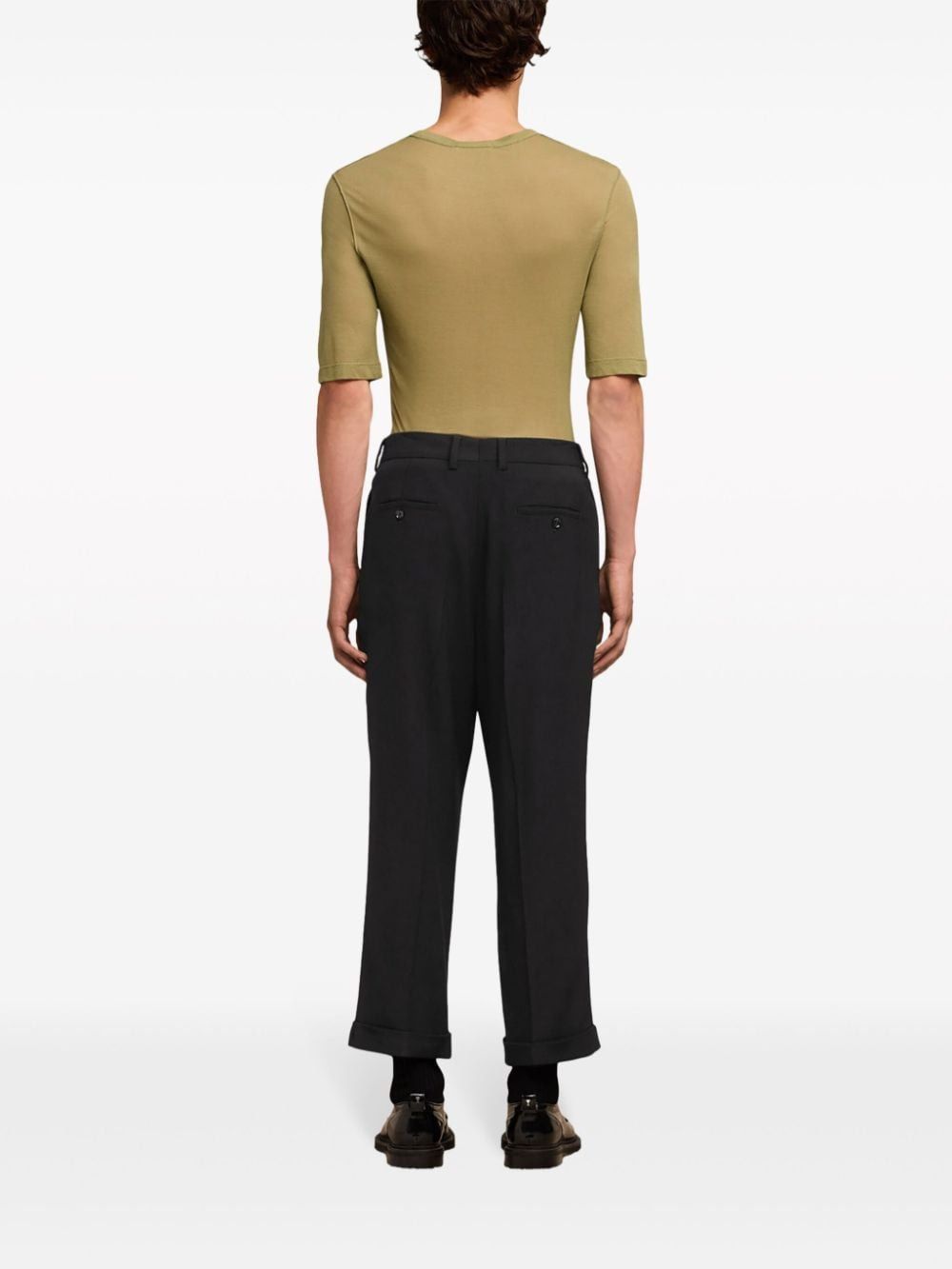 Shop Ami Alexandre Mattiussi Ami Paris Pleat-detailed Turn-up Cuffs Tailored Trousers In Black