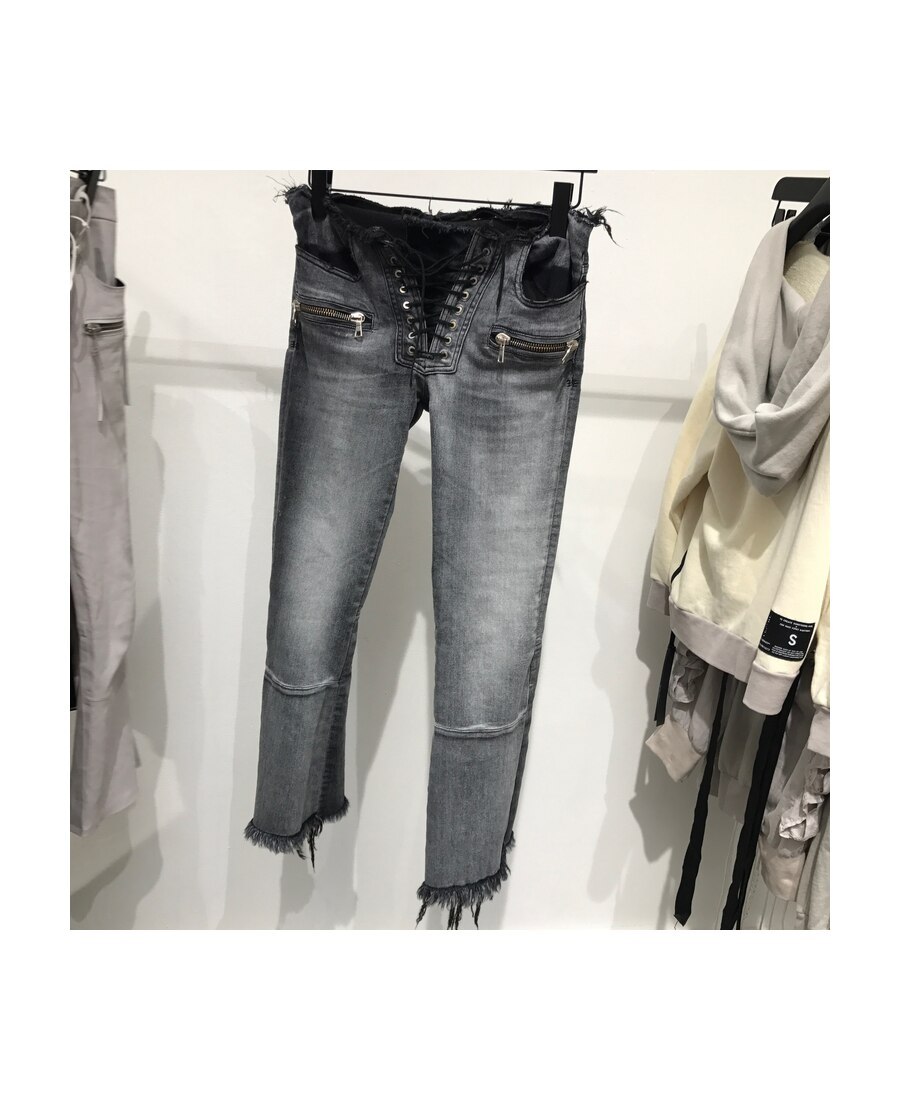 Ben Taverniti Unravel Project Lace-up Cropped Jeans In Black