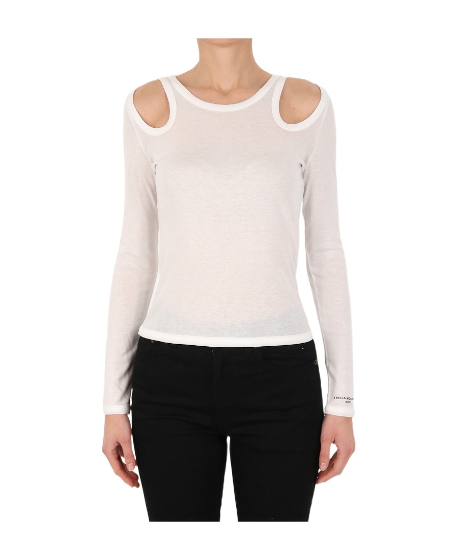 Stella Mccartney Hollowed Out Long-sleeved Blouse In White