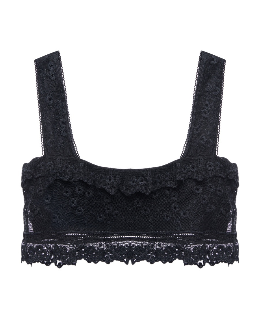 Isabel Marant Mecelia Broderie Anglais Cropped Top In Black