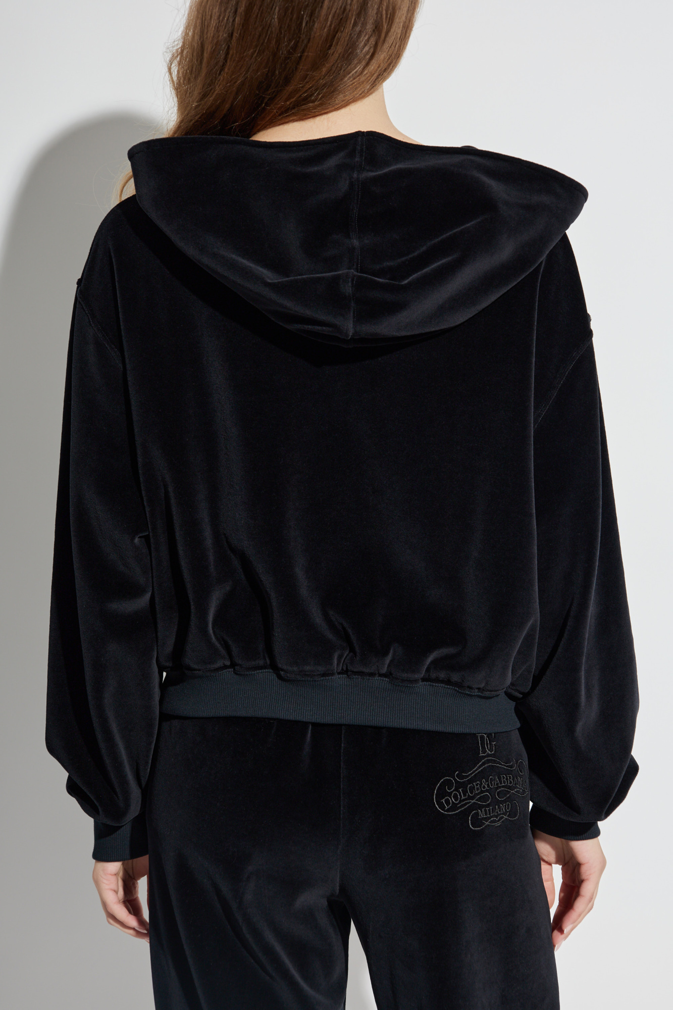 Dolce & Gabbana Logo Embroidery Chenille Hoodie In Black