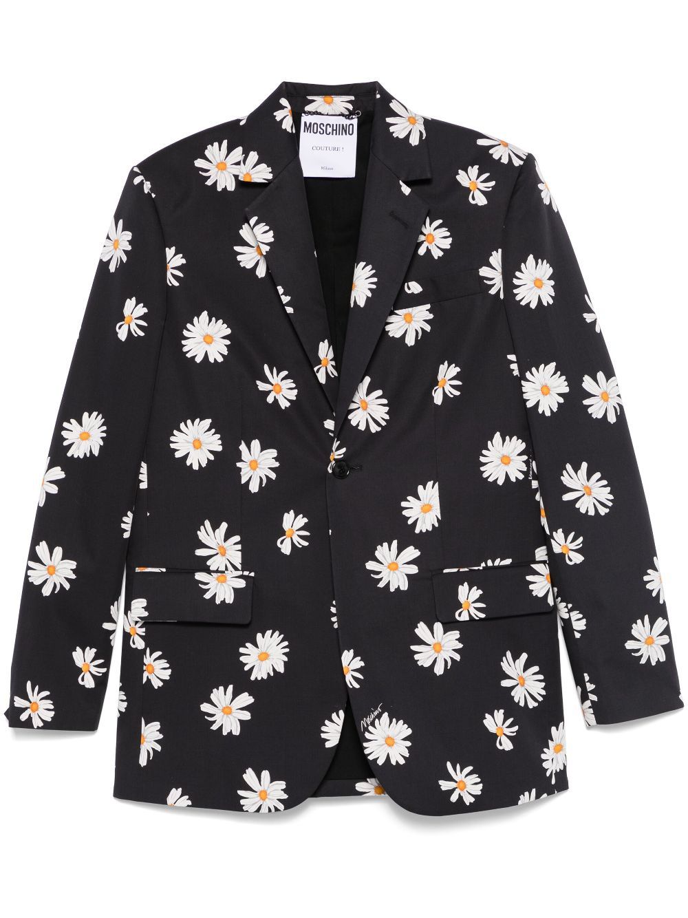Moschino All-over Daisy Print Blazer In Black