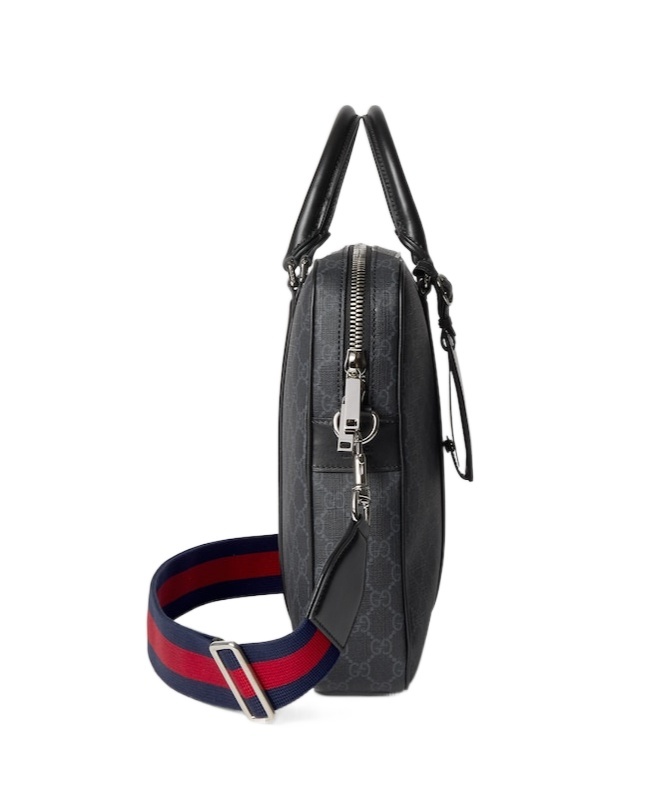 Gucci Gg Supreme Canvas Briefcase In Black