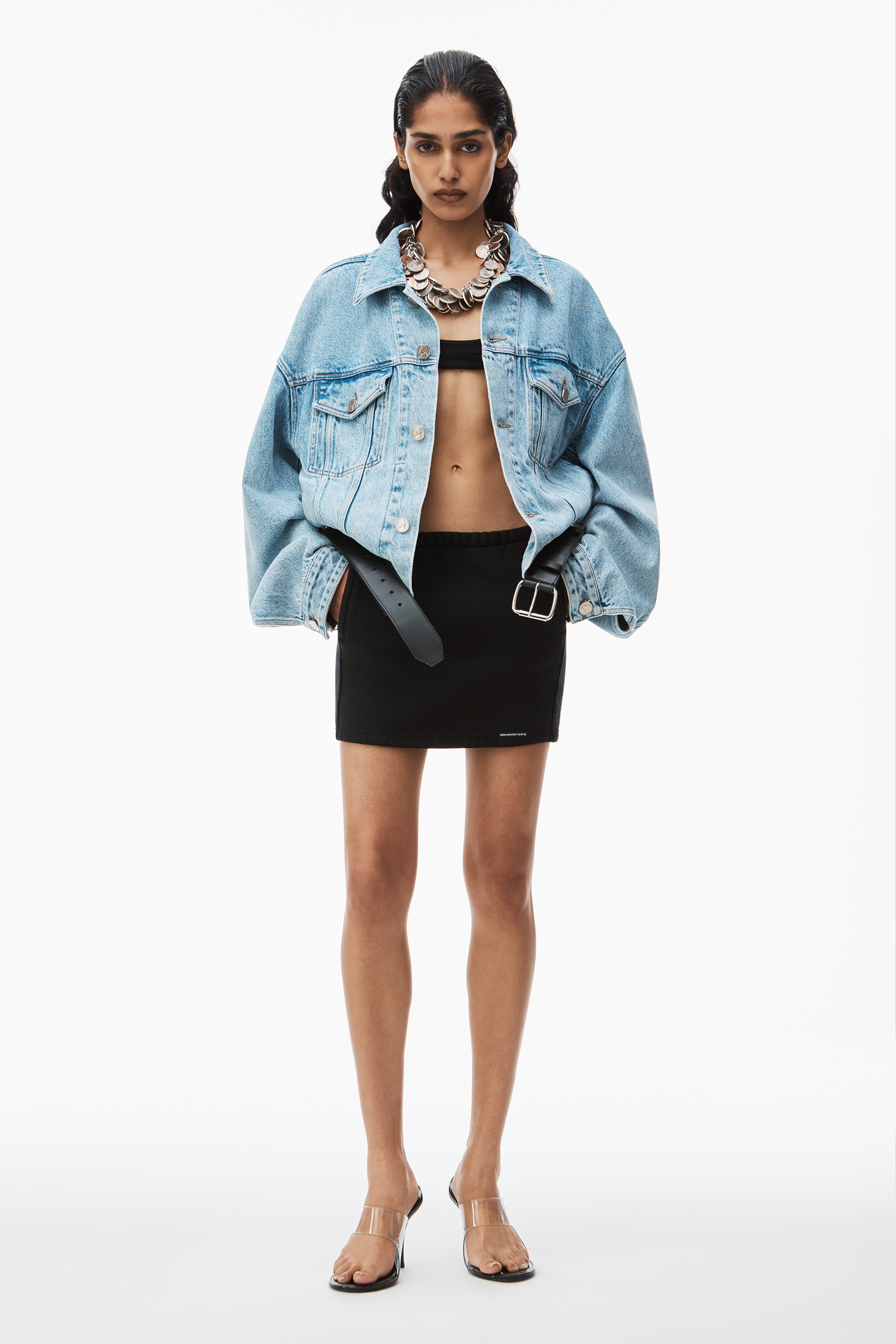 Alexander Wang Logo-tag Cotton Miniskirt In Black