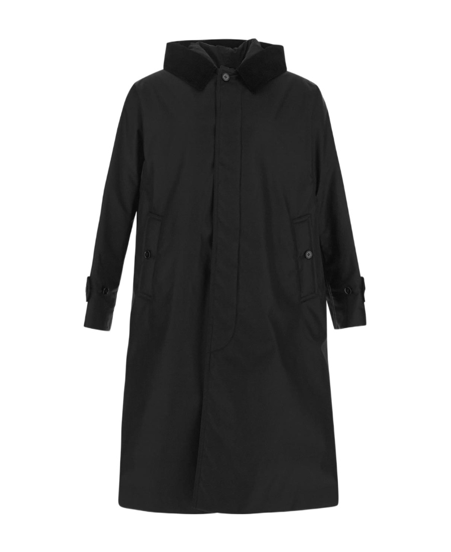 Burberry Button-fastening Hooded Coat In Black