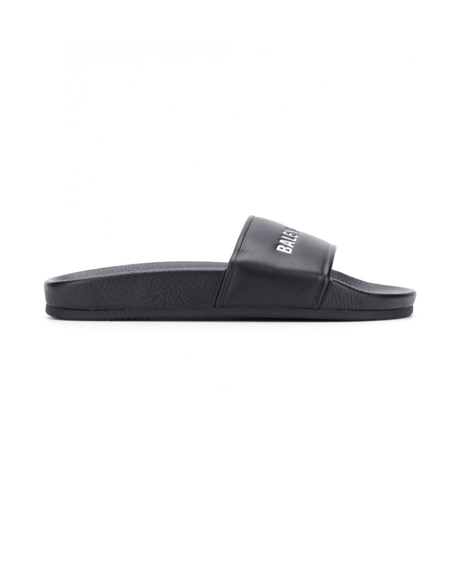 Balenciaga Slide Sandals With Open Toe And Flat Sole In Black