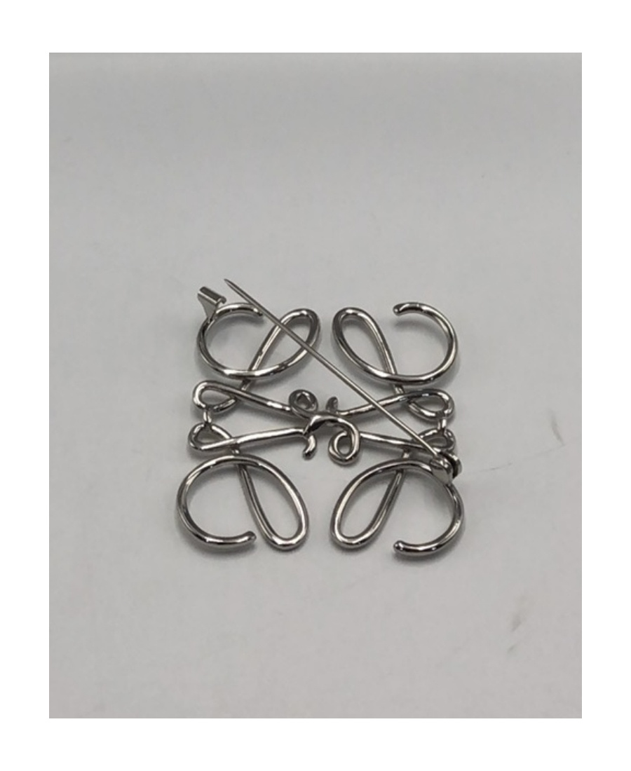 Loewe Anagram Brooch In Silver-tone Metal In White