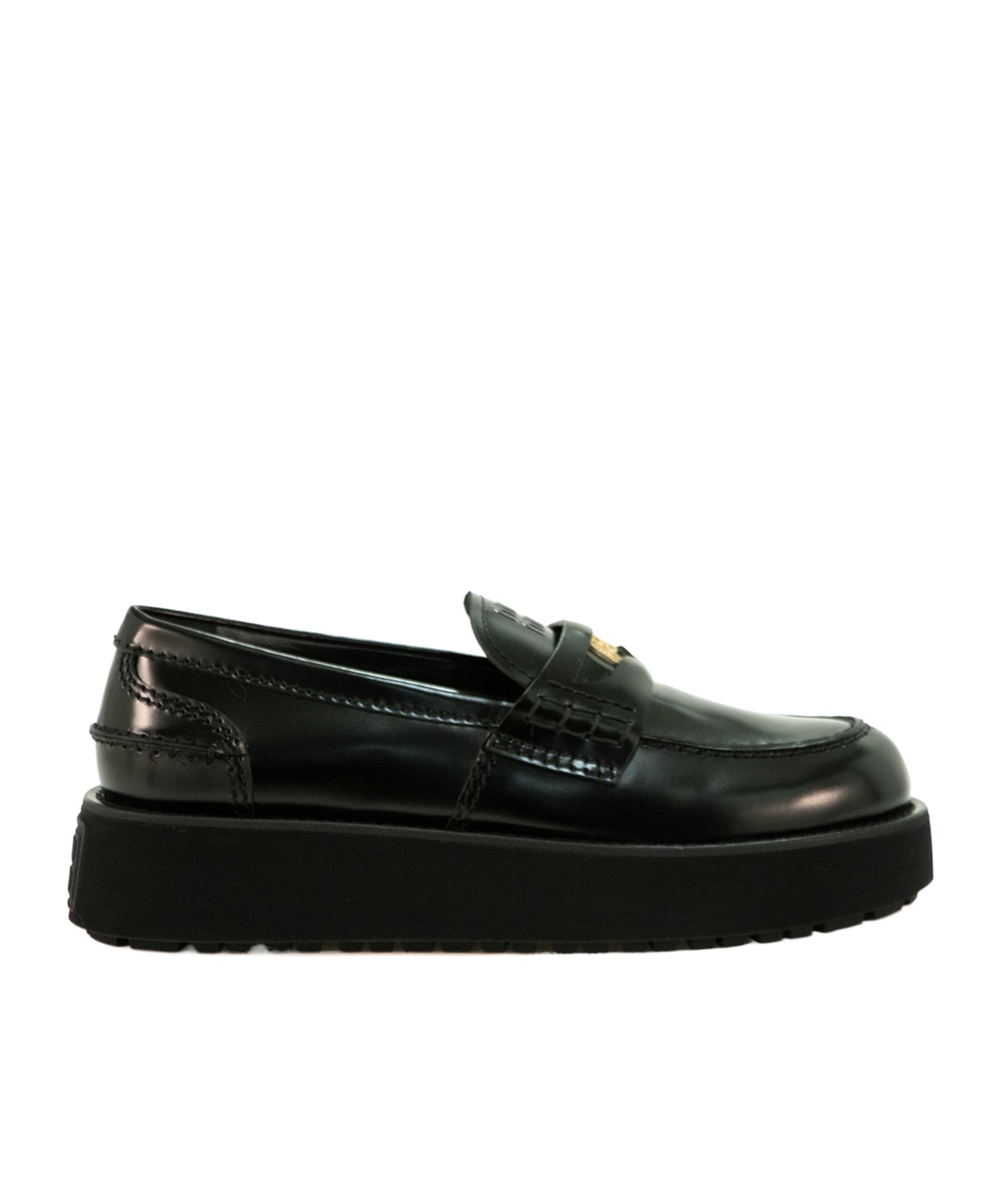 Miu Miu Twist Platform Leather Loafers In Black