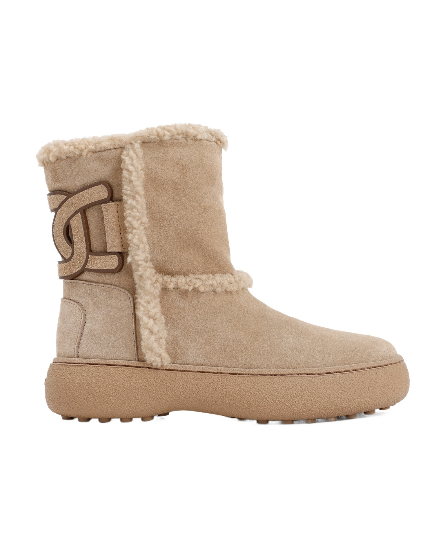 Tod's Women Suede Leather Boots In Nude