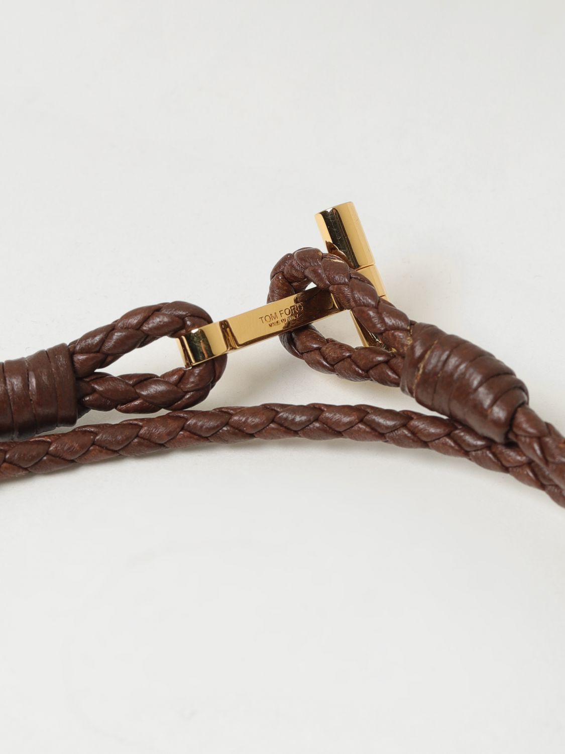 Tom Ford T-plaque Leather Bracelet In Yellow