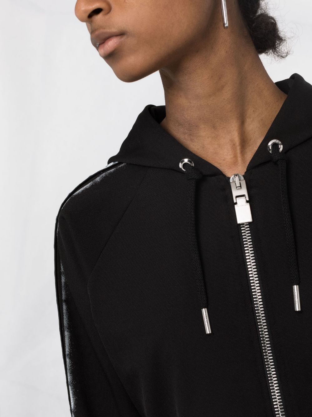 Givenchy 4g Webbing Cropped Zip-front Hoodie In Black