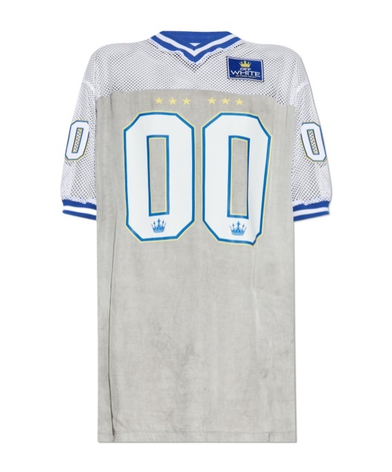Off-white Mesh-insert Jersey Dress In Gray