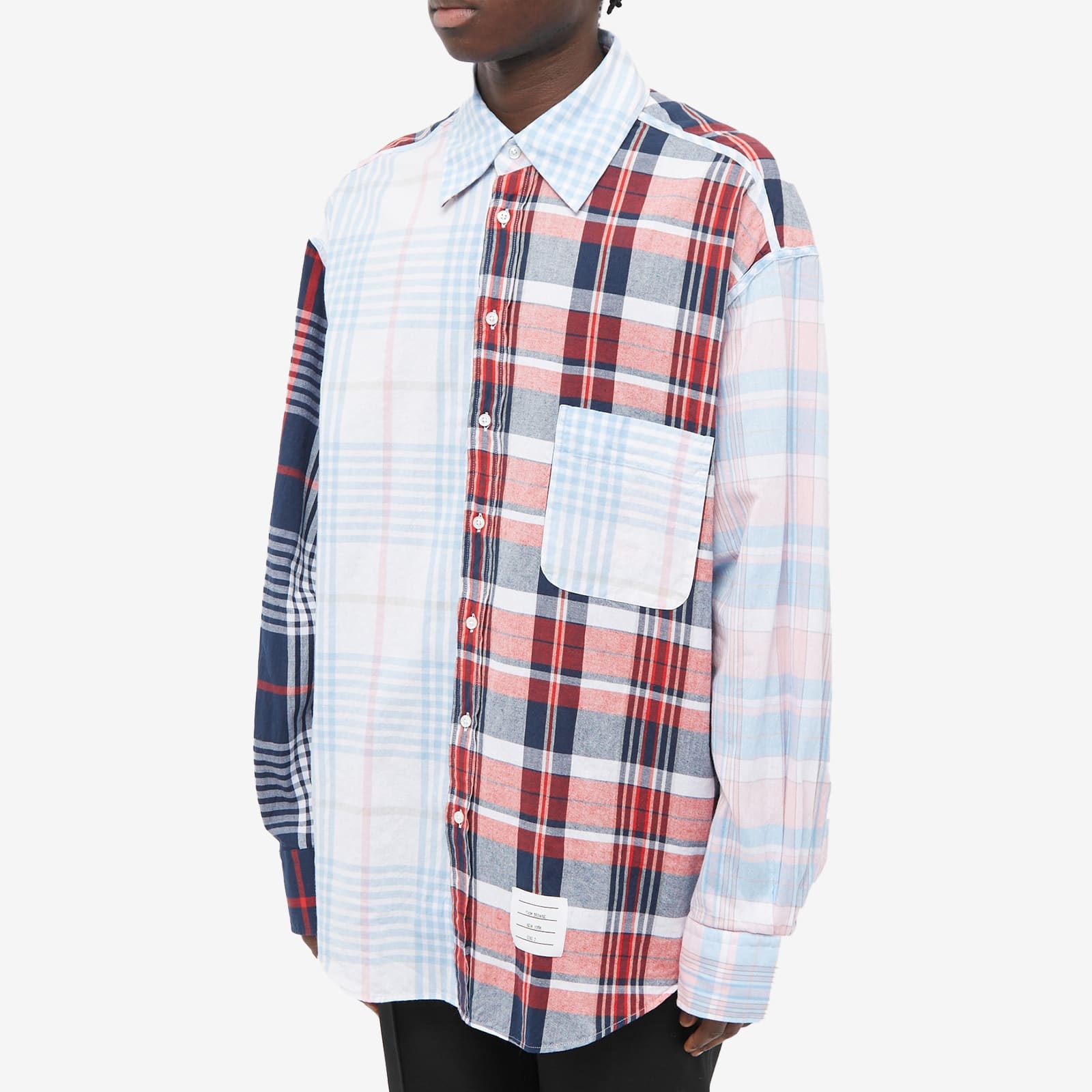 Thom Browne Plaid-check Long-sleeve Shirt In White