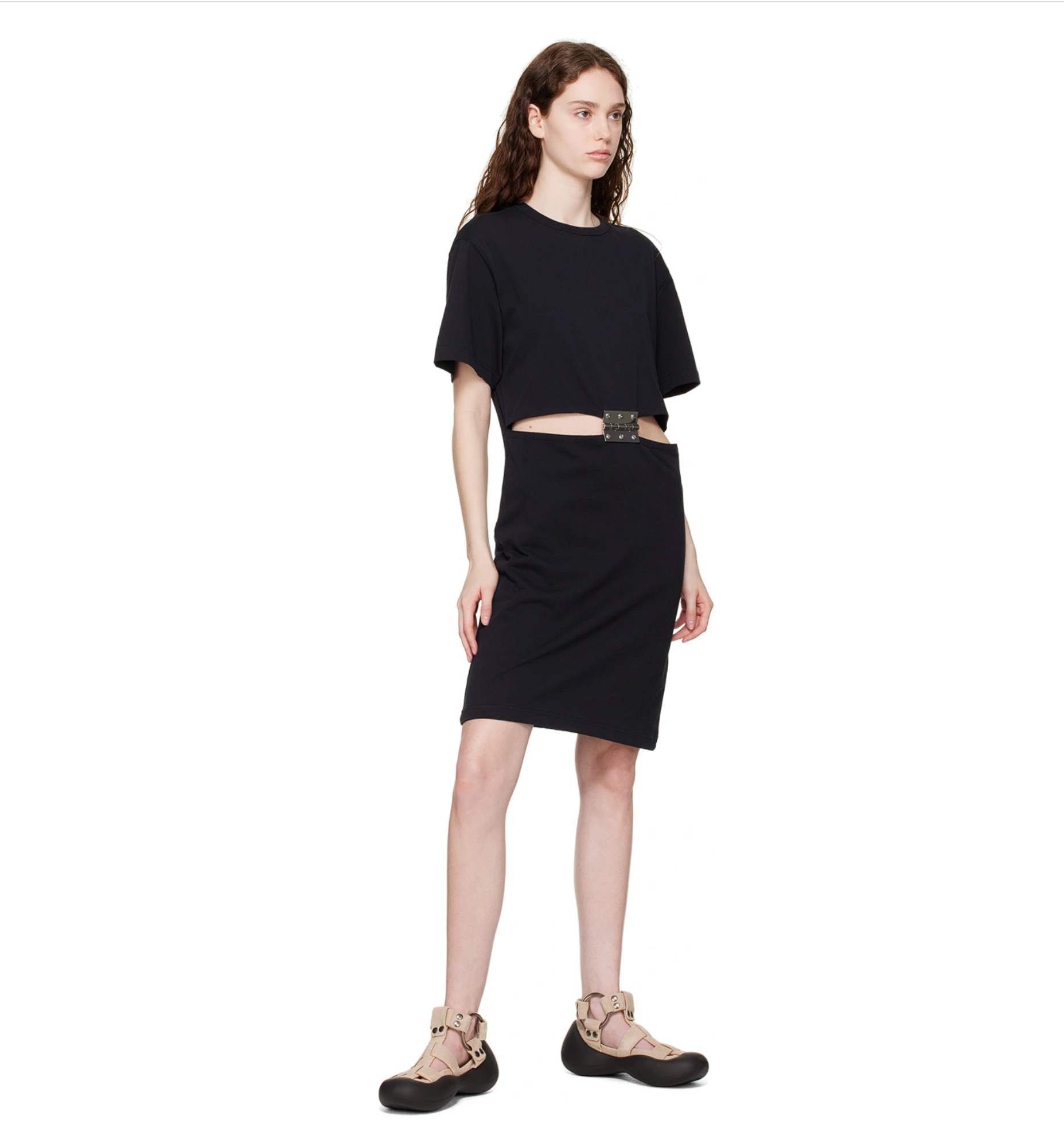 Jw Anderson Bubble Suede Flat Sandals In Black