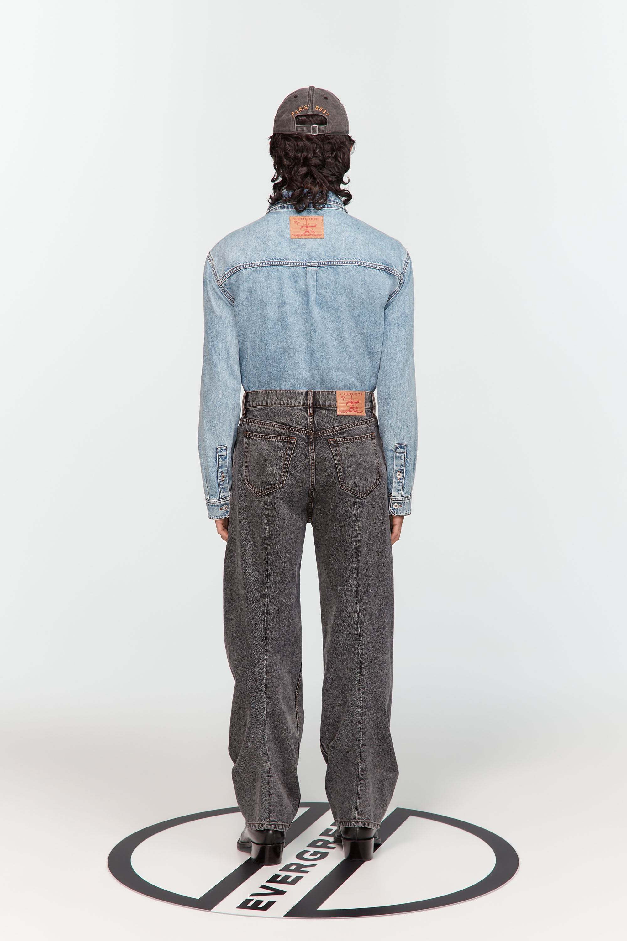 Y/project Draped Low-rise Wide-leg Jeans In Black