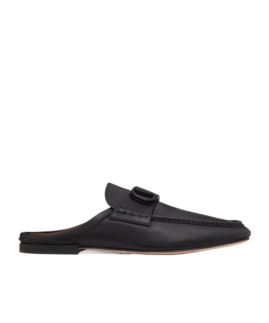 Valentino Vlogo Leather Slippers In Black