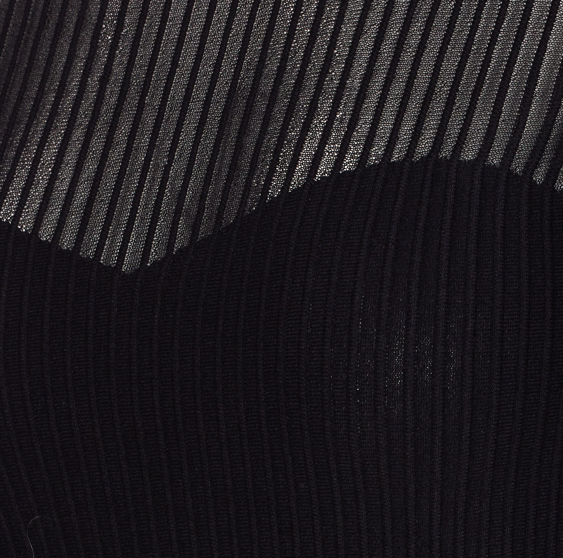 Patrizia Pepe Ribbed Transparent Knitwear In Black