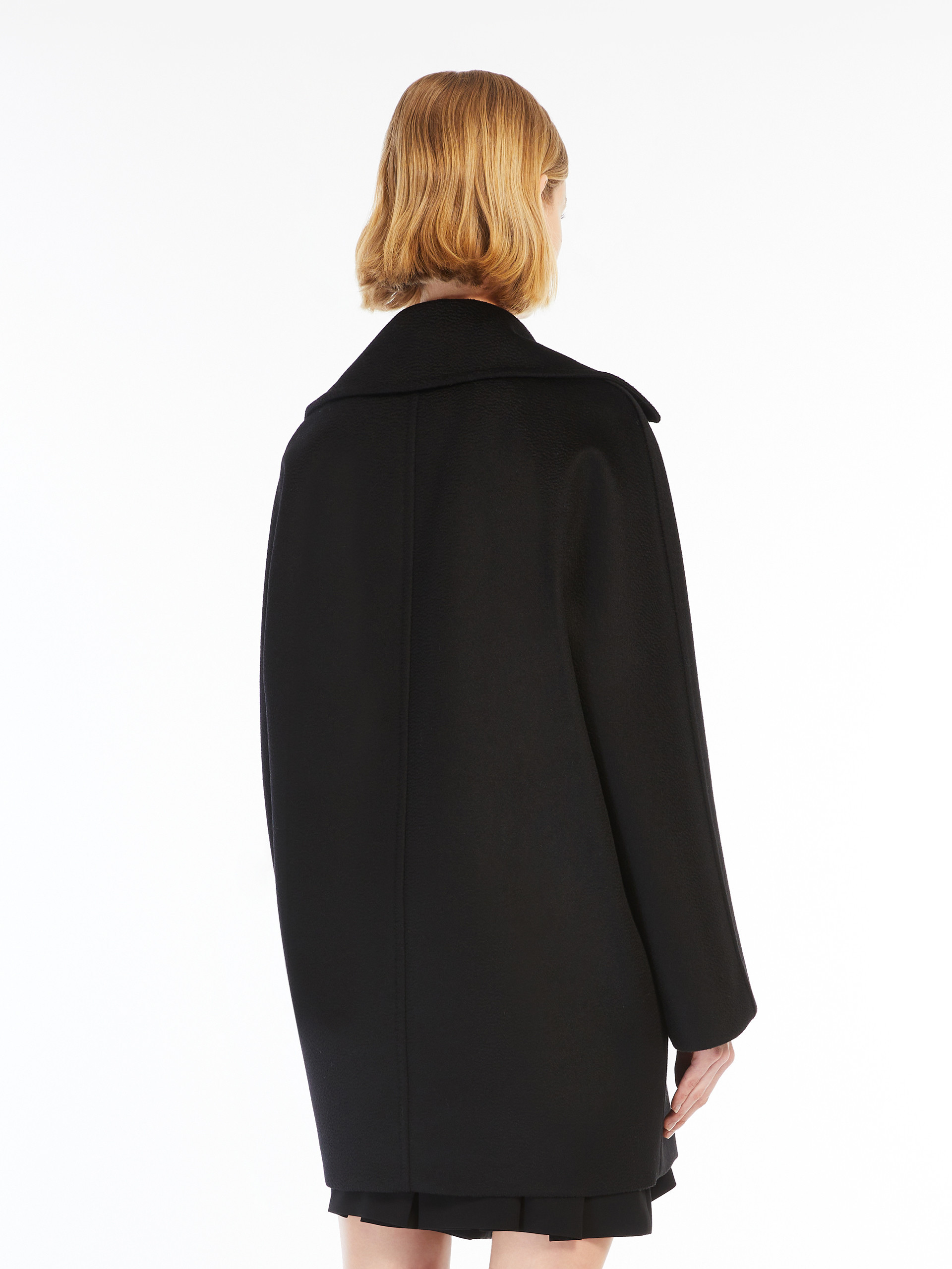 Max Mara Double-breasted Wool Short Coat In Black