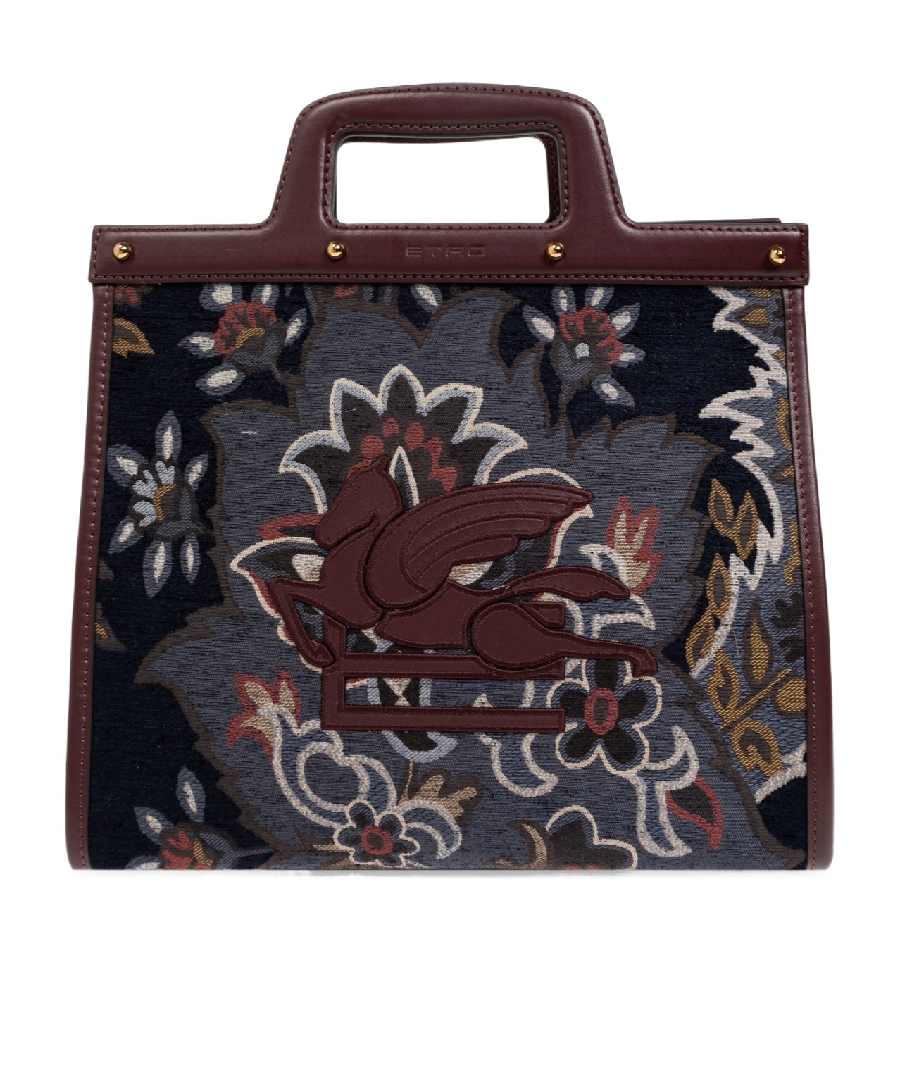 Etro Floral Paisley Handbag With Leather Accents In Black