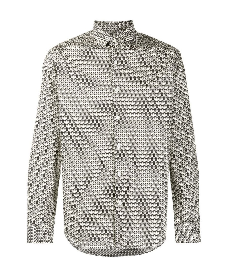 Ferragamo Man Shirt Lead Size Xxl Cotton In Gray