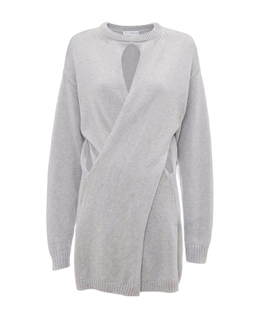 Jw Anderson Twist-front Organic-cotton Dress In Gray