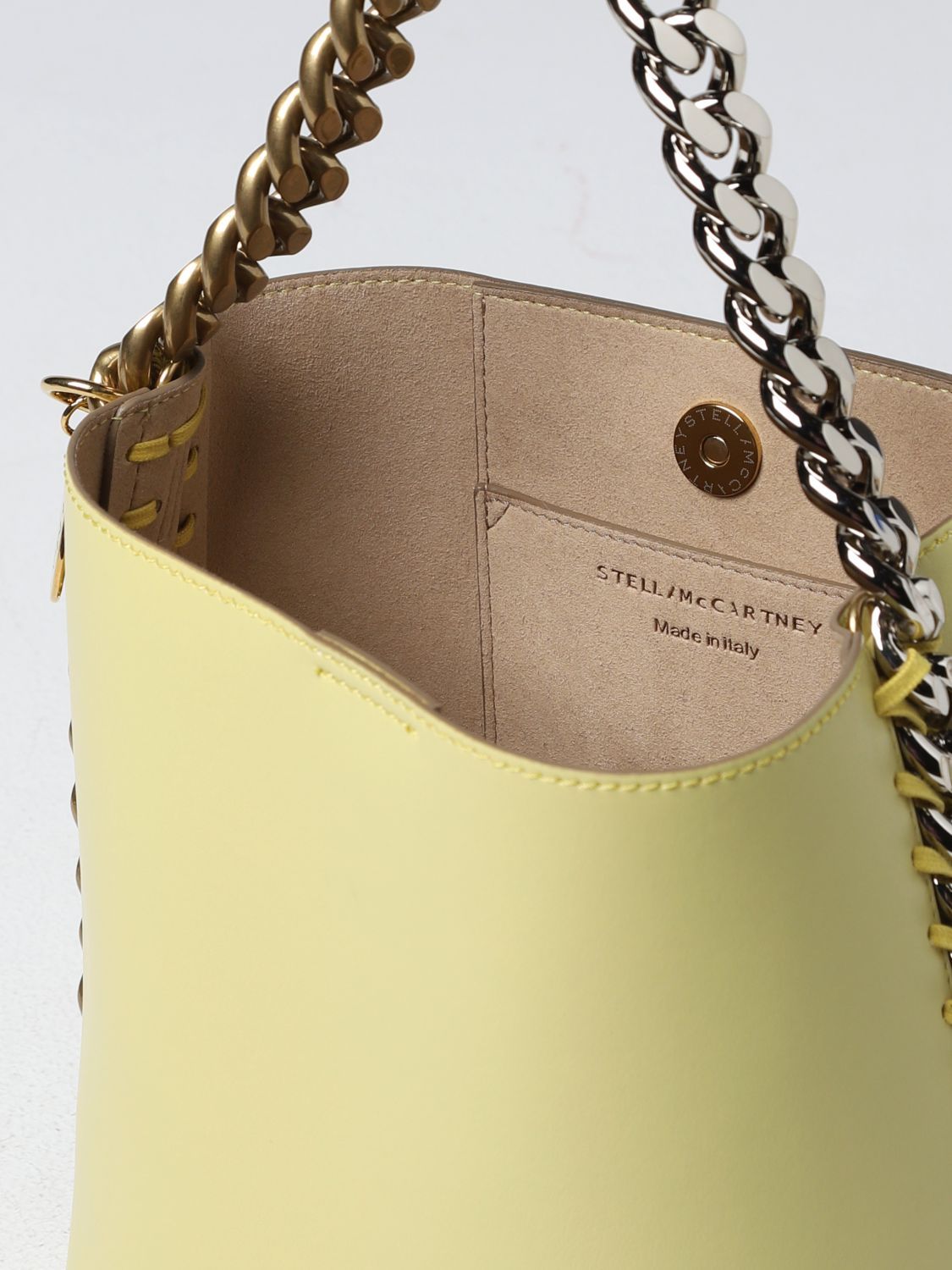 Stella Mccartney Chain-detail Bucket Bag In Yellow