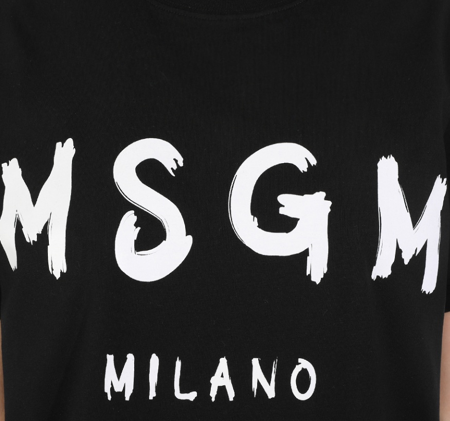 Msgm Black Printed T-shirt In Black