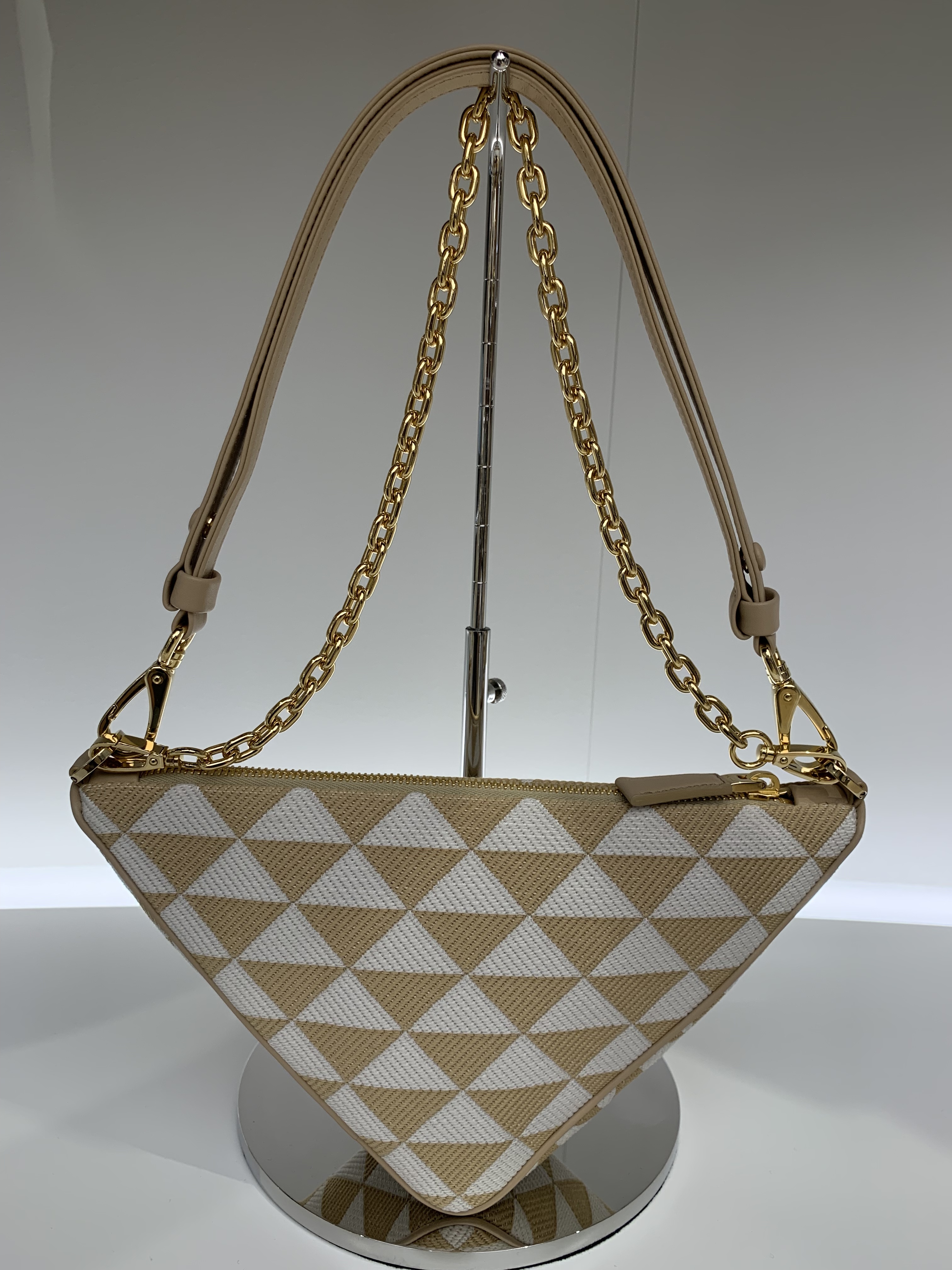 Prada Symbole Triangle-logo Shoulder Bag In Nude