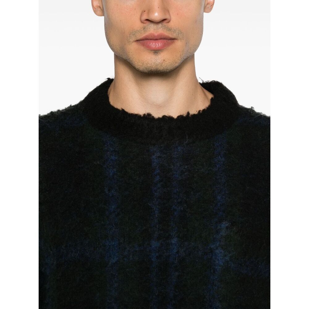 Sacai Check-pattern Sweater In Black