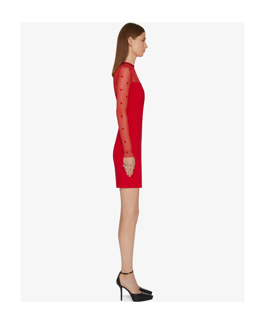 Givenchy 4g-print Tulle-panelled Minidress In Red