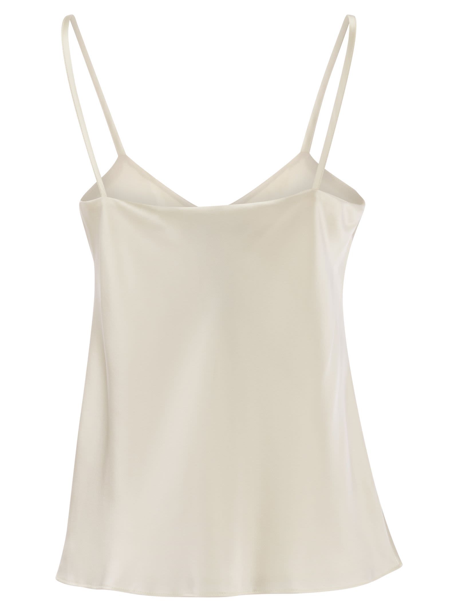Max Mara Draped Silk Sleeveless V-neck Top In White