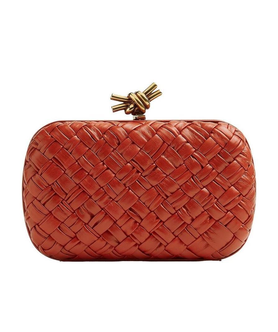 Bottega Veneta Knot Knitted Clutch In Red