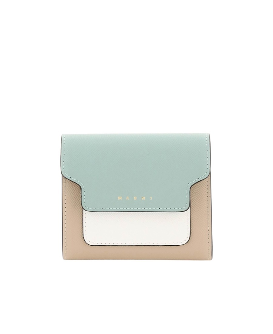 Marni Colour-block Leather Purse In Gray