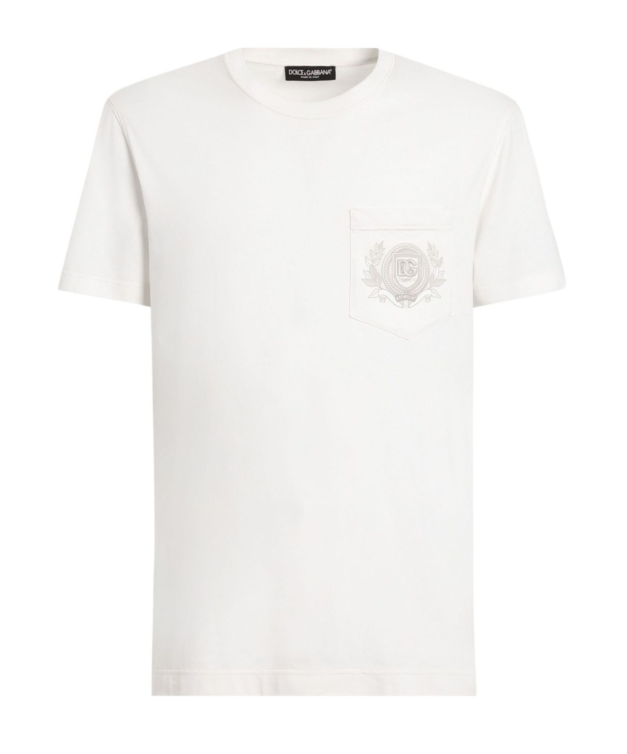Dolce & Gabbana Dg Logo Embroidered Cotton T-shirt In Beige