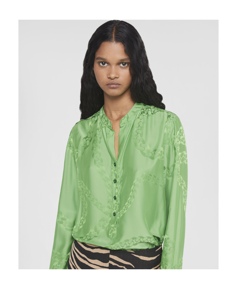 Stella Mccartney Logo Long-sleeved Blouse In Green