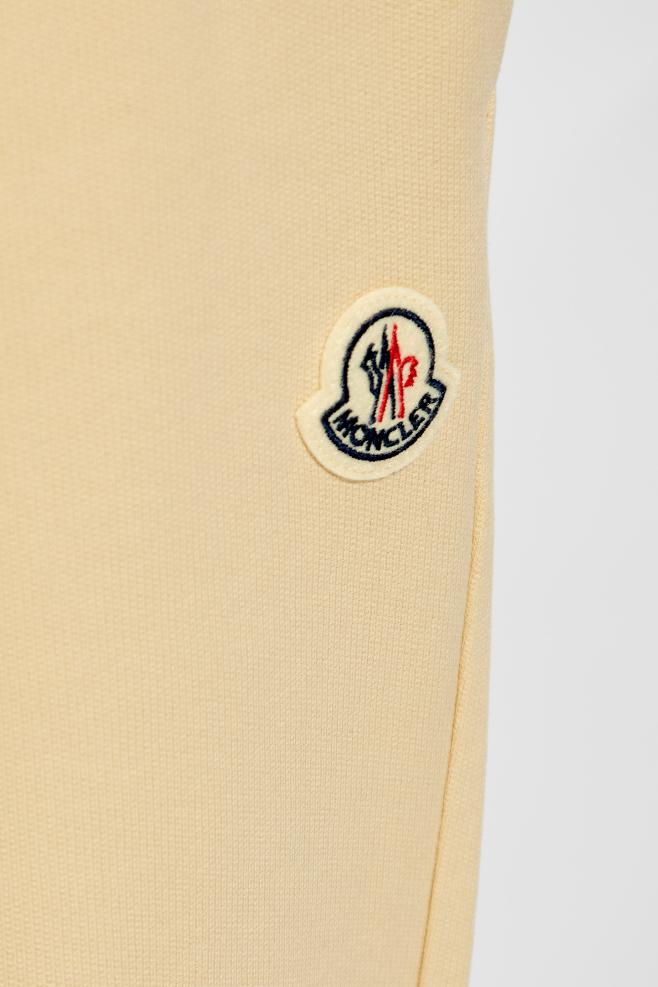 Shop Moncler Logo-patch Cotton Track Pants In Nude