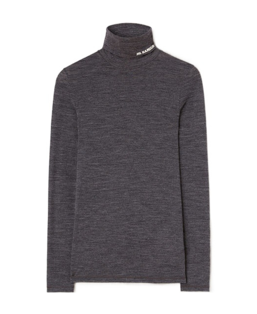 Jil Sander Logo-print Roll-neck Top In Black