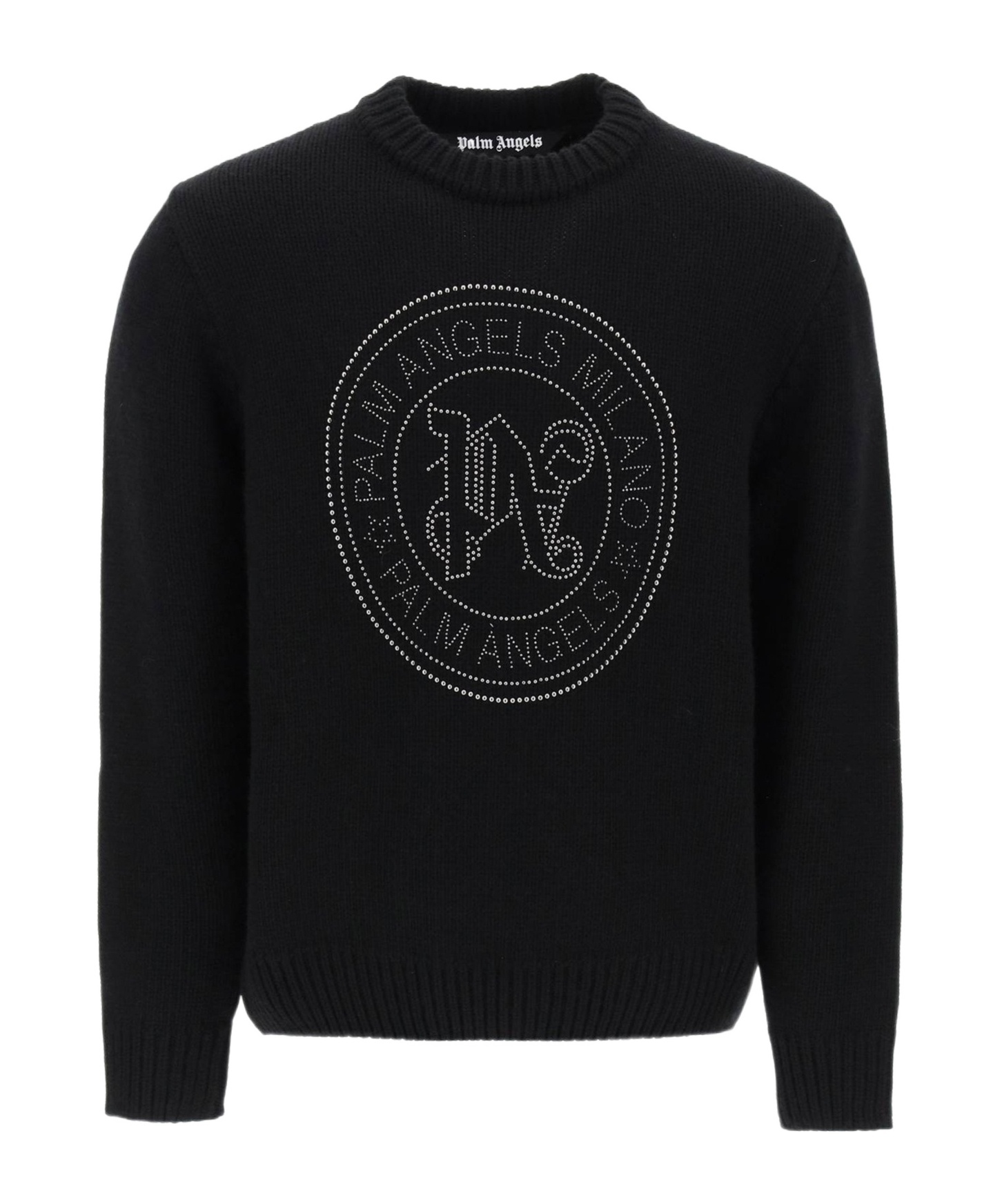 Palm Angels Monogram Embellished Crewneck Sweatshirt In Black