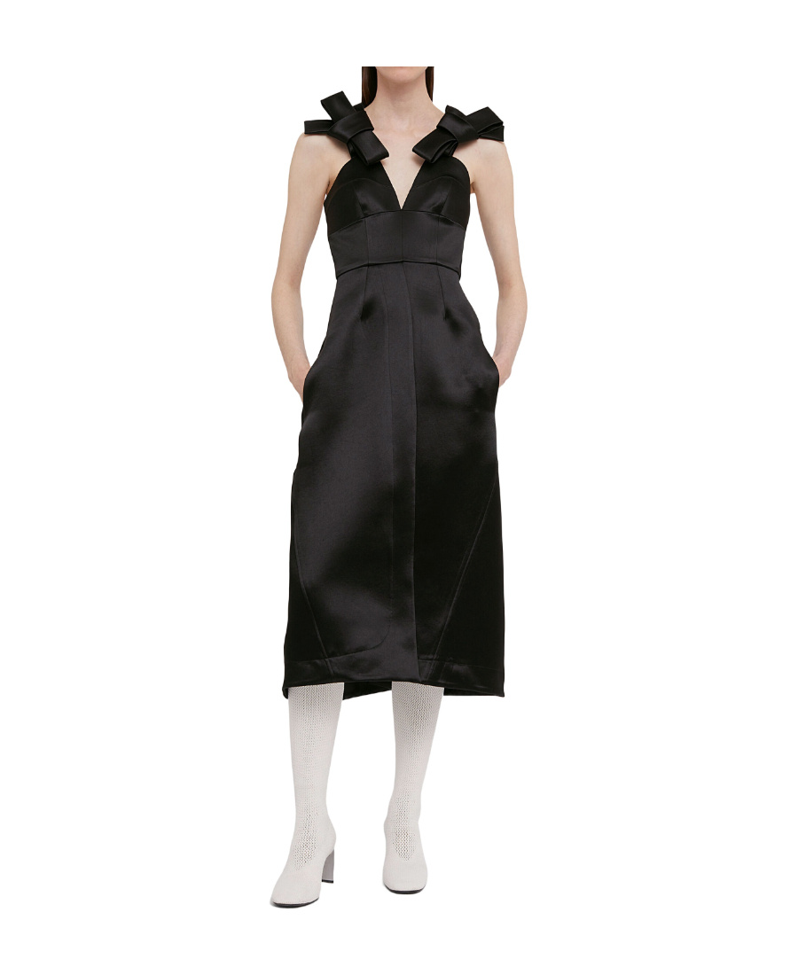 Jil Sander Black Satin Dress In Black