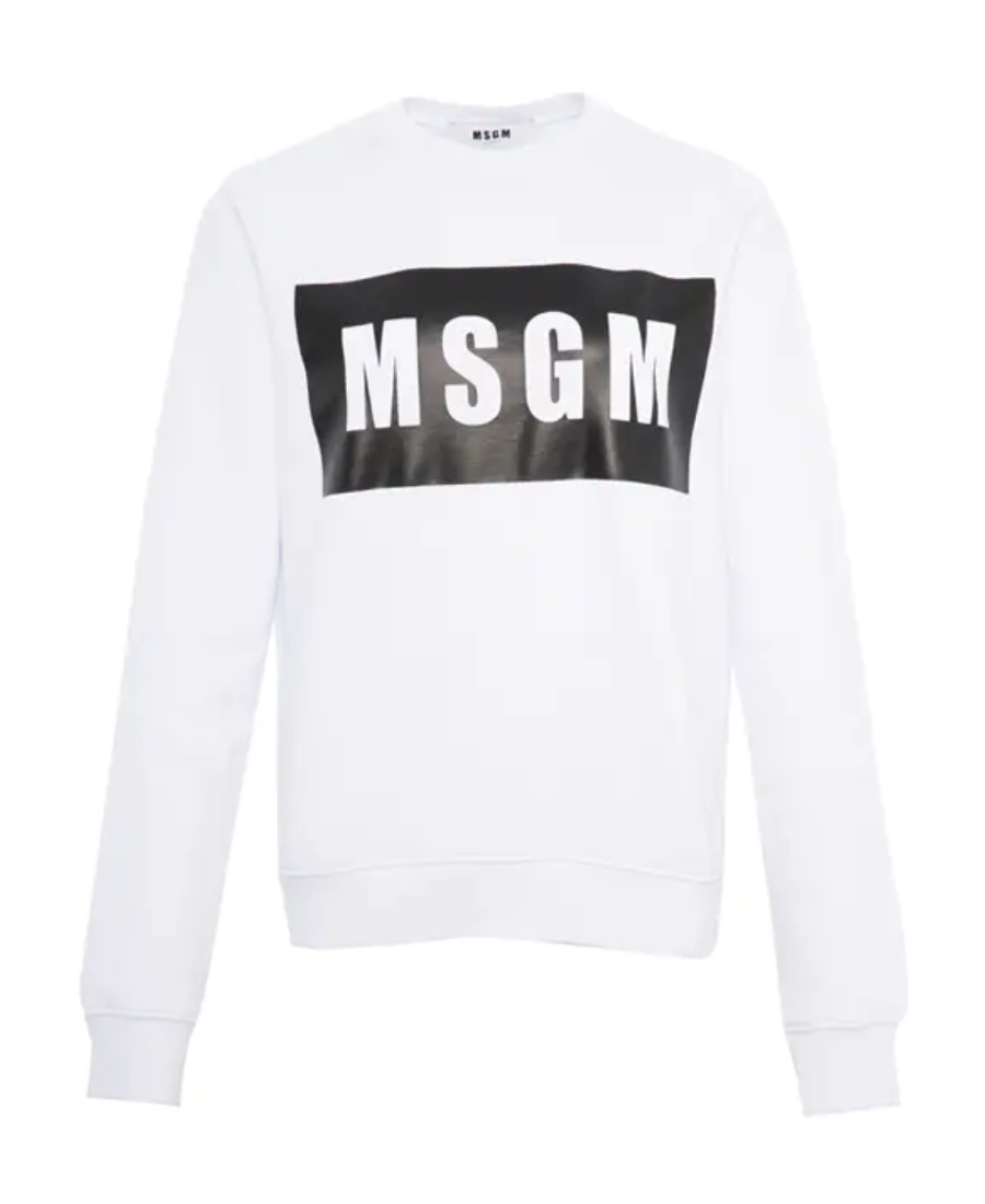 Msgm Logo Hoodie In White