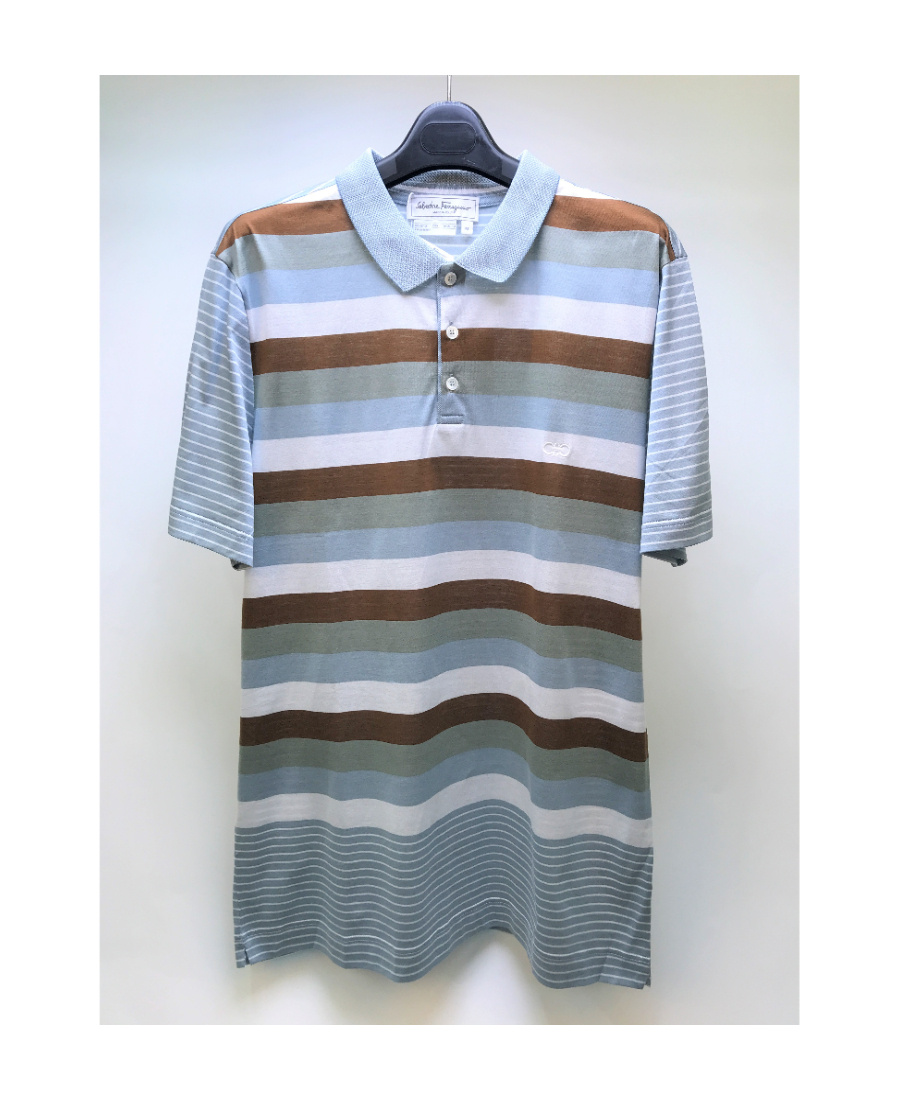 Ferragamo Striped Polo Shirt In Multicolor