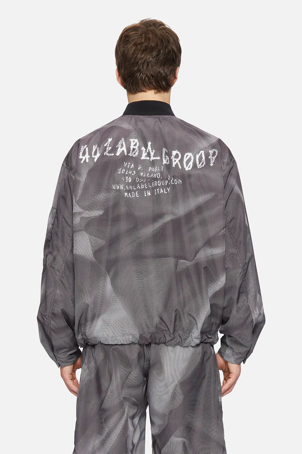 44 Label Group Crinkle Graphic-print Bomber Jacket In Black
