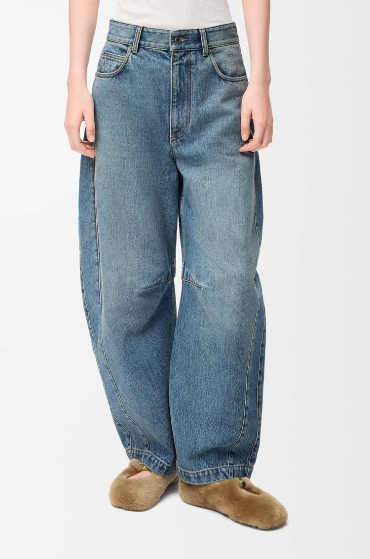 Loewe Barrel Anagram Embroidered Jeans In Blue