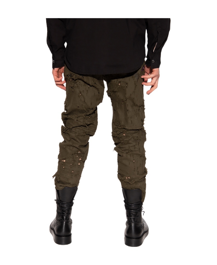 Dsquared2 Distressed Graffiti-print Trousers In Green