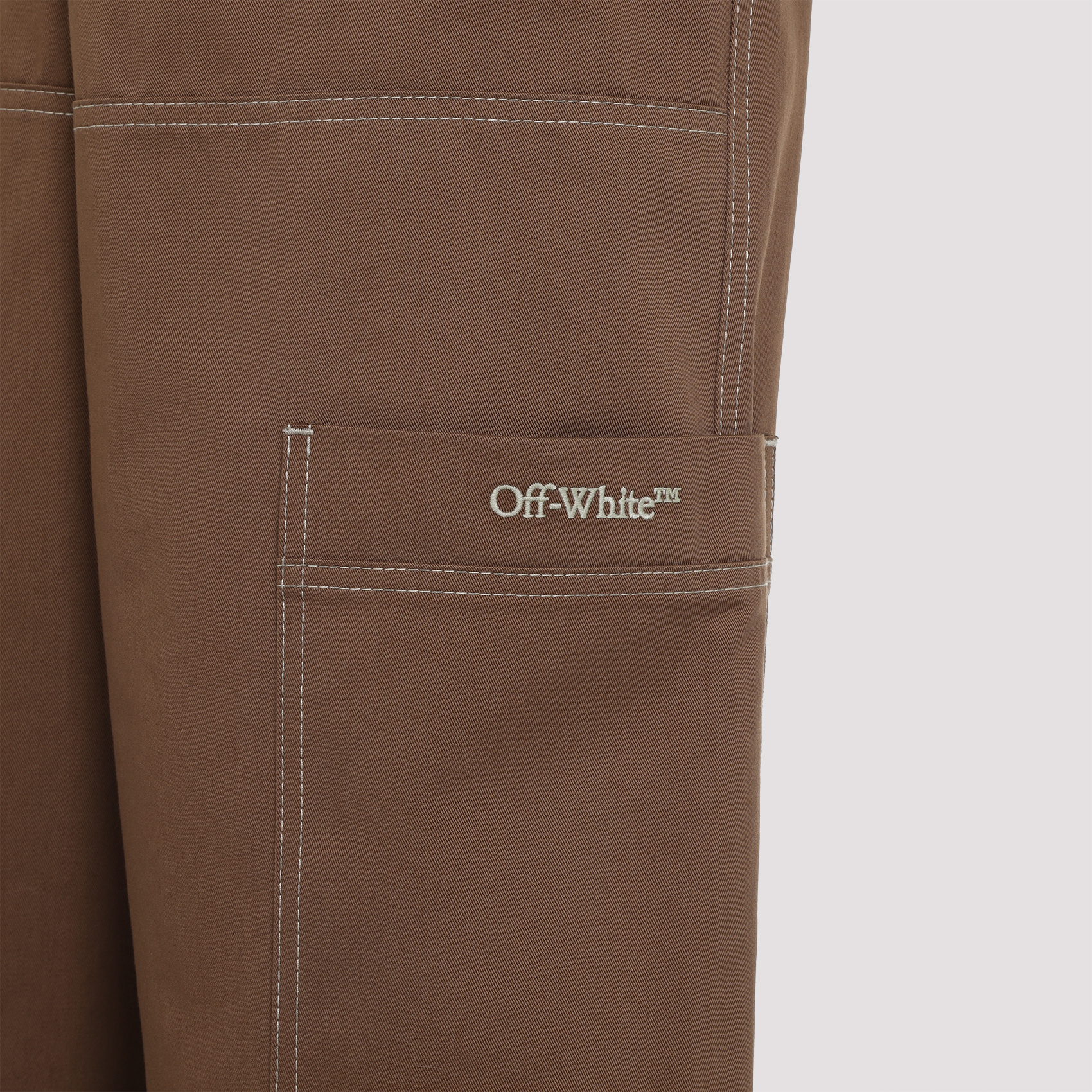 Off-white Stitch Cotgab Straight Cargo Pants In Green